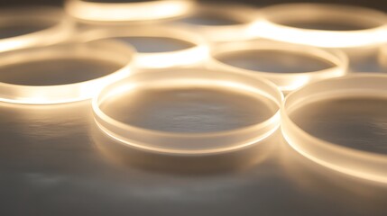 Abstract glowing rings on a neutral background