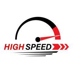 Speed Logo Symbol. Gauge Meter Icon. Speedometer Icon. Tachometer or Odometer Display. Vector Illustration.