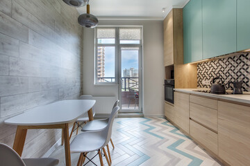 Modern renovated kitchen with flat design