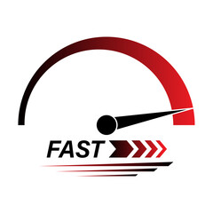 Fast and Speed Logo Symbol. Gauge Meter Icon. Speedometer Icon. Tachometer or Odometer Display. Vector Illustration.