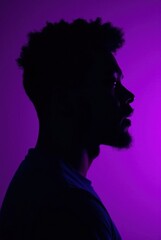Photorealistic Silhouette Portrait of a Black Man in Profile