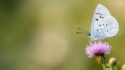 Obraz premium A beautiful butterfly perched on a bright flower in a meadow, delicate and vivid.