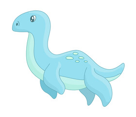 Cute Blue Loch Ness Monster Illustration
