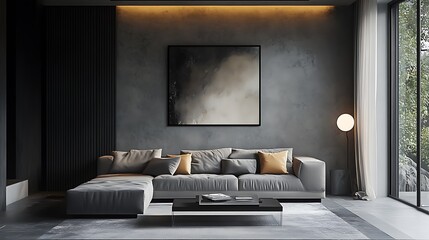 Smooth gray canvas with reflective light accents creating depth