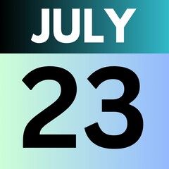 July 23 . gradient Style calendar .date ,day, month , the month of July