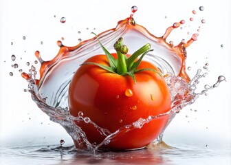 Panoramic High-Speed Tomato Splash Photography - Generative AI Image
