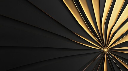 Glossy black surface with bold golden rays radiating outward