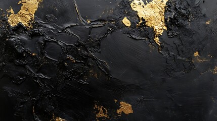 Black surface with radiant gold highlights creating contrast and texture