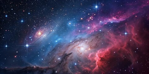 Obraz premium A Cosmic Tapestry of Star Clusters, Nebulae, and Interstellar Dust, Illuminating the Vastness of Space