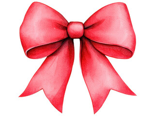 Elegant Red Ribbon Bow Watercolor Illustration Perfect for Gift Wrapping and Celebrations