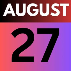 August 27 . gradient Style calendar .date ,day, month , the month of August