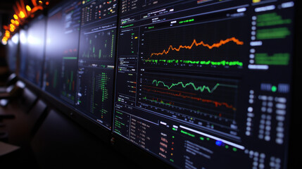 A display of data analytics with graphs and metrics for monitoring performance.