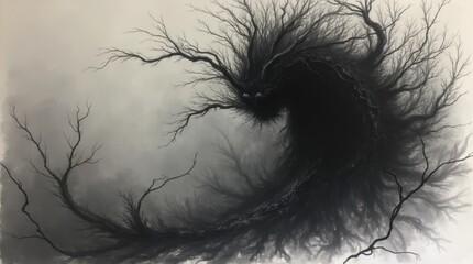 Obraz premium Mysterious Forest Spirit Impressionistic Charcoal and Ink Sketch