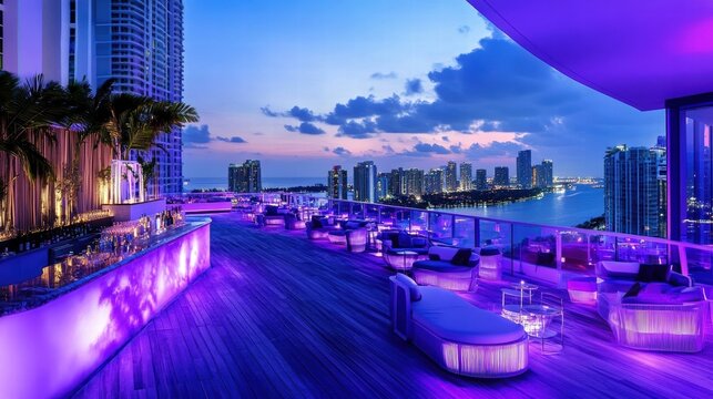 miami rooftop bar night view