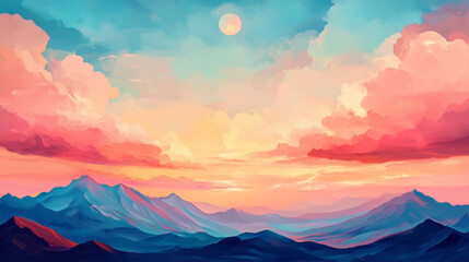 sunset in the mountains