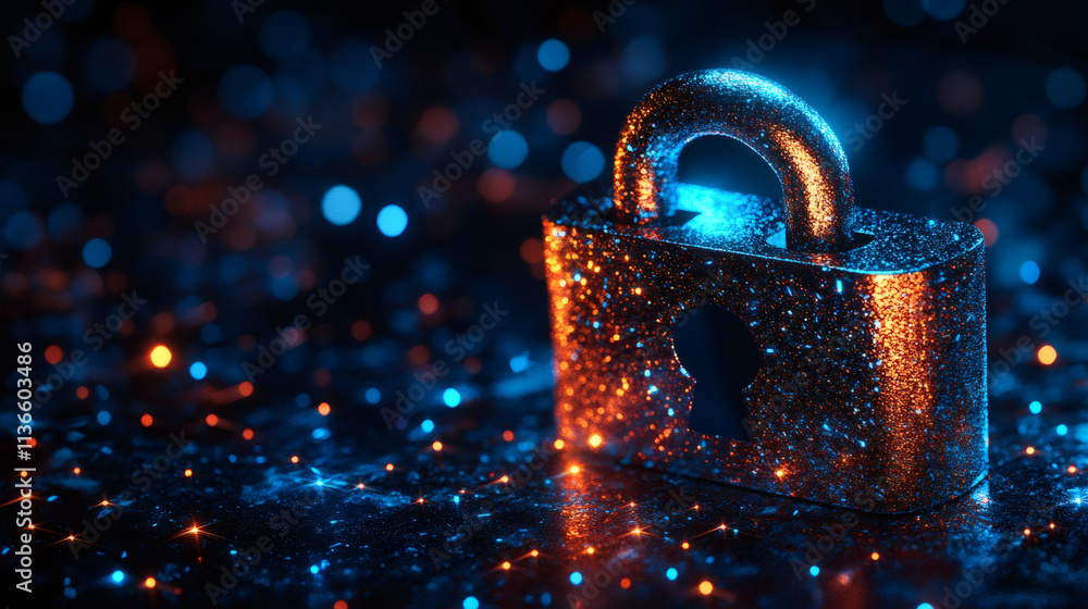 Aufkleber padlock illuminates on advanced circuit board, representing data security and cyber protection