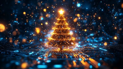 Illuminated christmas tree celebration virtual space digital art