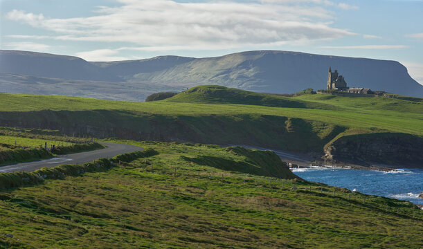 Classiebawn Castle with Benbulben mountain in the background