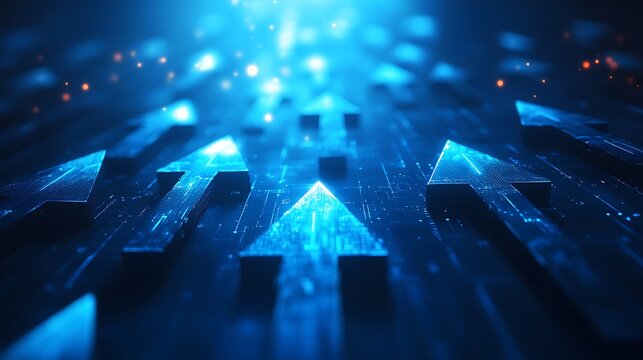 Dynamic digital arrows move forward abstract technology concept