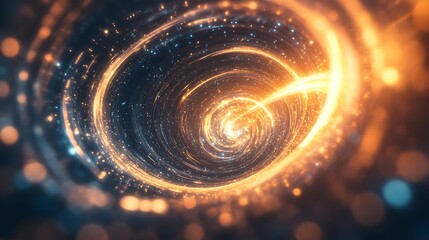 Obraz premium Abstract circular light waves radiating from the center in dynamic hues