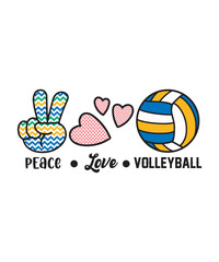 Peace Love Volleyball Graphics Design with Text and Volleyball Hand Love Sign Vector