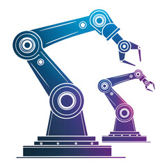 Detailed icon representing robotic arms using futuristic