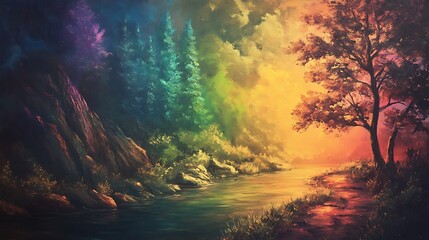 Soft rainbow tones creating a calming gradient with glowing effects