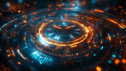 Obraz premium Futuristic clock animation digital realm graphic design abstract