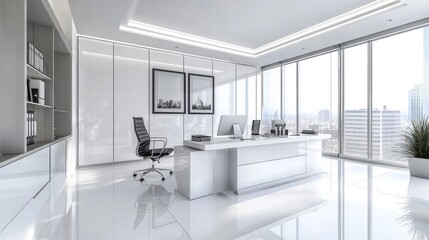 Fototapeta premium modern white office interior design