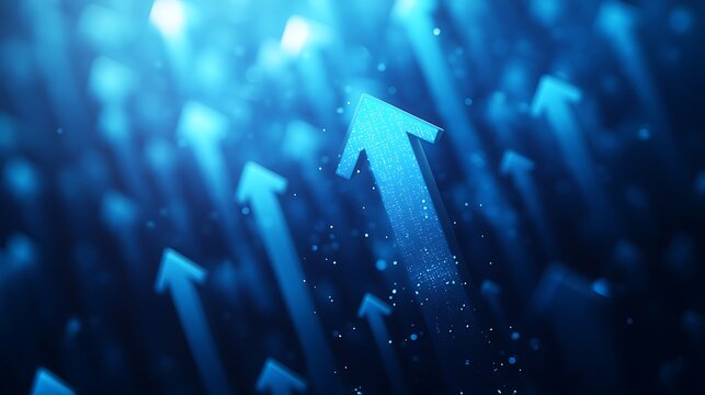Dynamic growth arrows abstract visuals blue background digital art