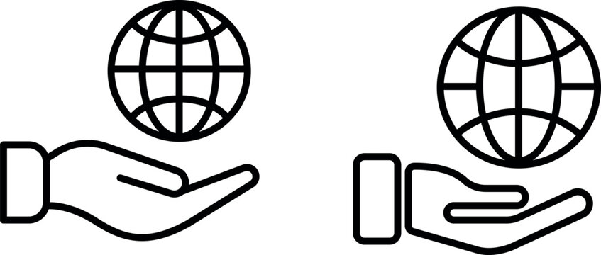 "Global Hand Icon Design for Connectivity and International Reach"
