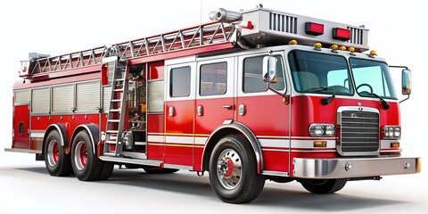 Red Firetruck Isolated Emergency Vehicle