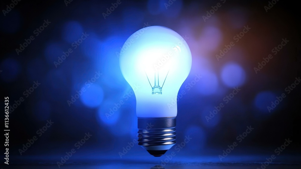 Poster modern tech gadgets a smart light bulb with adjustable color temperature and voice control isolated 