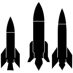 4 different type of silhouette of rocket vector art illustration