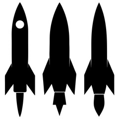 4 different type of silhouette of rocket vector art illustration
