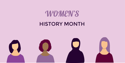 women's history month banner. Card for web design, print. Vector illustration