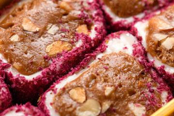Sweet food Turkish delight, traditional food, assorted locum