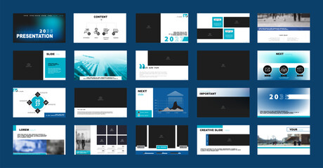 Geometric business presentations, blue design elements, infographics template on white background, set, construction.New technique.Use in SEO marketing flyer, webinar, annual report, powerpoint, phone