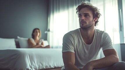 Emotional Strain in Relationships: A Young Man Reflects on Love and Disconnection Amidst Comfort of Home, Understanding the Complexity of Human Emotions in Intimate Settings
