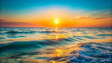 Obraz premium Sea Sun Illustration: Documentary Photography Style Images, Ocean Sunrise, Coastal Sunset, Beach Scenery, Summer Vacation