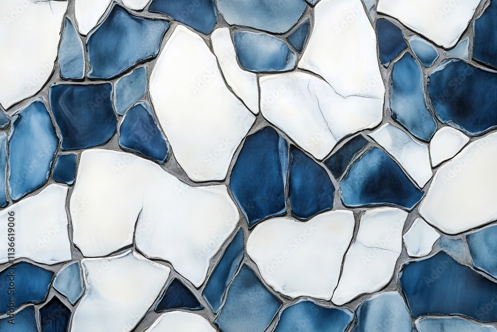 Poster chipped porcelain enamel texture in blue and white color scheme displaying unique patterns and irreg
