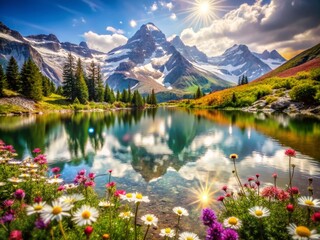 Serene Mountain Landscape: Mesh Wallpaper Style Urban Exploration Photography