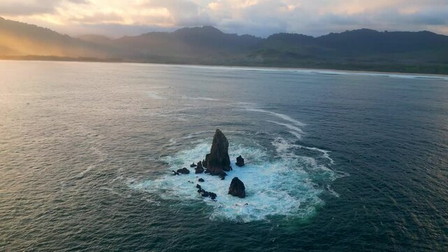 Lonely stone in the ocean