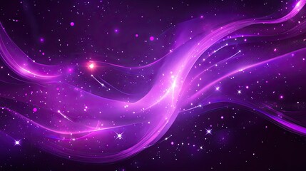 Fototapeta premium Abstract purple cosmic waves with glittering stars.
