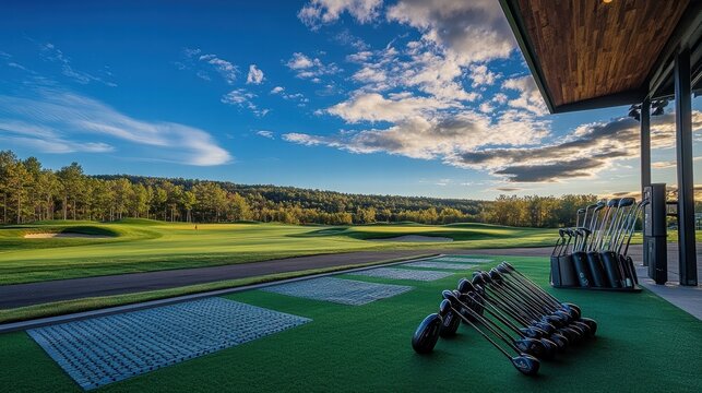 golf course driving range with stunning view