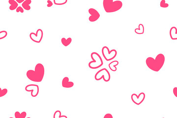 Seamless Valentine’s vector pattern with pink hearts. Sweet and cute design, perfect for gift wrap, backgrounds, fabrics, and carpets.
