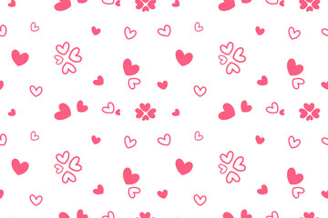 Seamless Valentine’s vector pattern with pink hearts. Sweet and cute design, perfect for gift wrap, backgrounds, fabrics, and carpets.