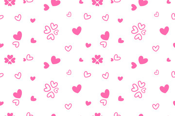 Seamless Valentine’s vector pattern with pink hearts. Sweet and cute design, perfect for gift wrap, backgrounds, fabrics, and carpets.