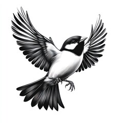 Obraz premium Monochrome illustration of a bird in flight.