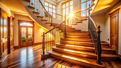 Obraz premium Silhouette Photography: Light Wood Stairs, Modern Interior Design, Architectural Details, Home Decor, Staircase Silhouette